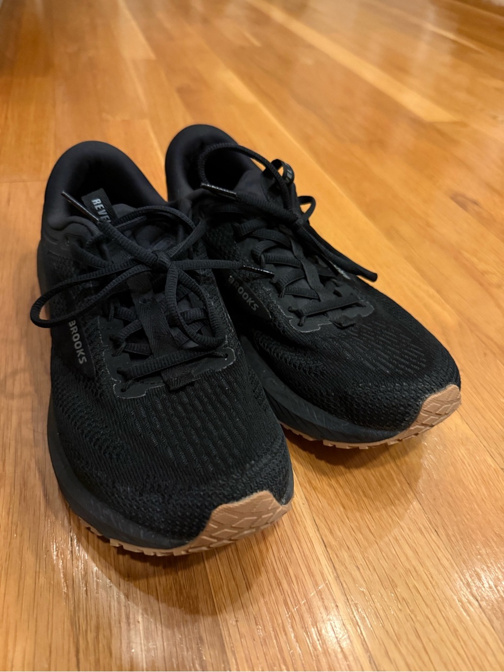 Brooks women’s running Athletic Shoes - Black with Tan gum bottom size 9